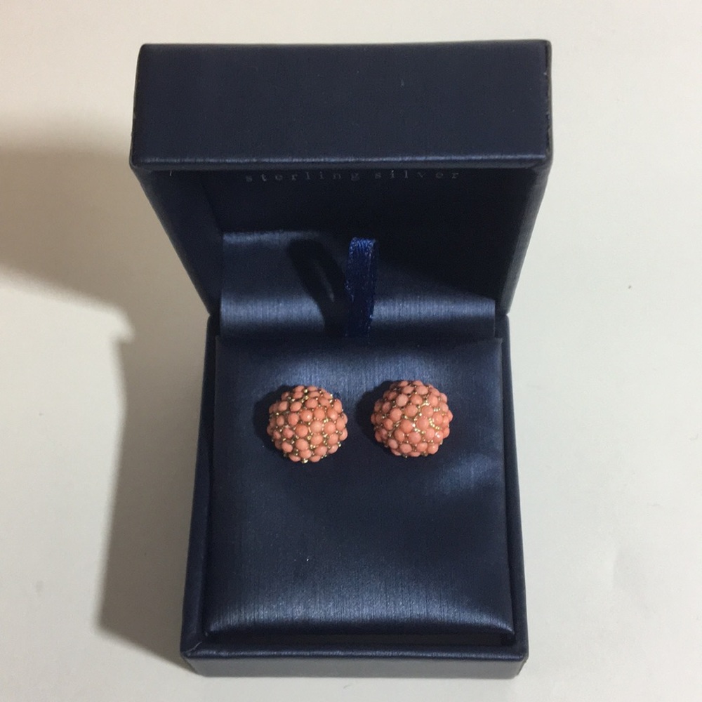 coral and gold gumdrop gold studs